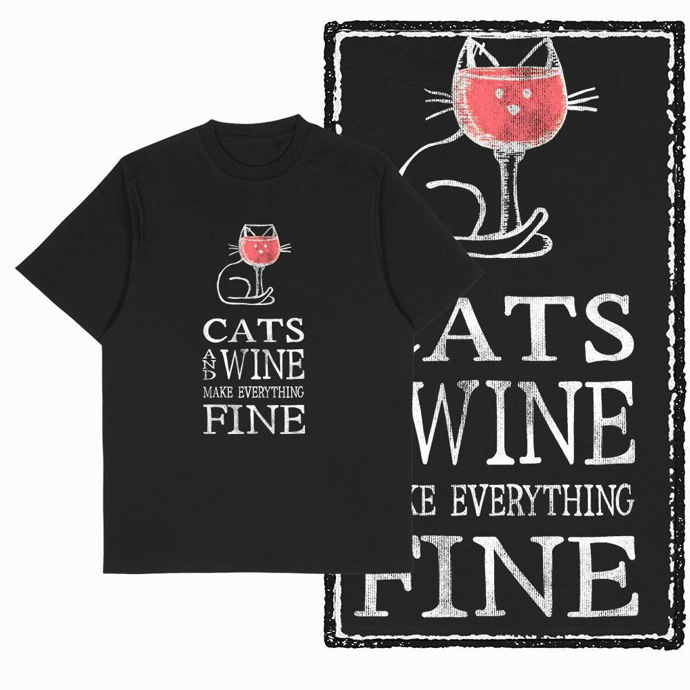 Retro Cat Print Unisex T Shirt Black Cool Big Size Cotton Graphic tshirt For Unisex Unique Casual Vintage Unisex Tshirt Tee Shirt G55