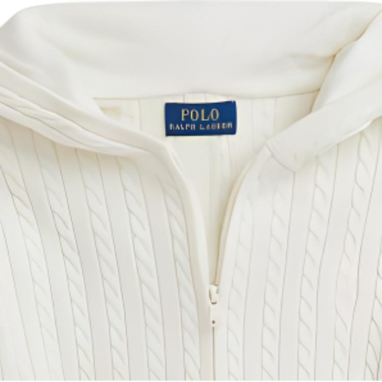 Polo Ralph Lauren Sweater FW24 Solid Color Cable Knit Hooded Zip Long Sleeve Knit Top Kids Sweaters Warm-White CWPOSWEG6820470-100