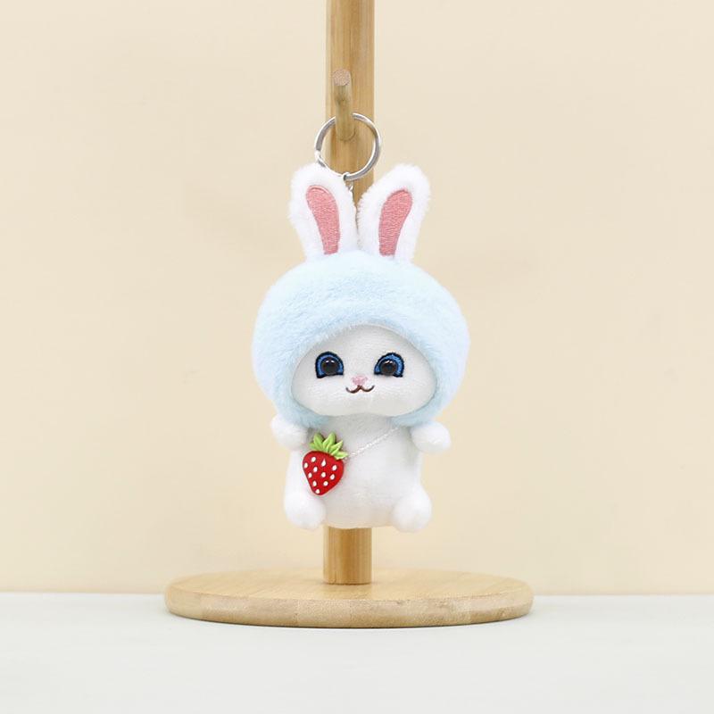 Keychain Bunny Pendant Plush Toy Stuffed Rabbit Doll Cap Bag Gift Accessories