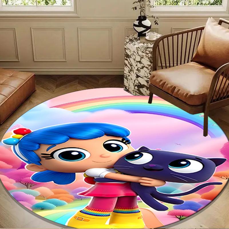 Rainbow Kingdom Adventure Round Rug for Livingroom,Bedroom, Palyroom, Chair Rug, Area rug, Circle Carpet, Large Size Fan Christmas gift