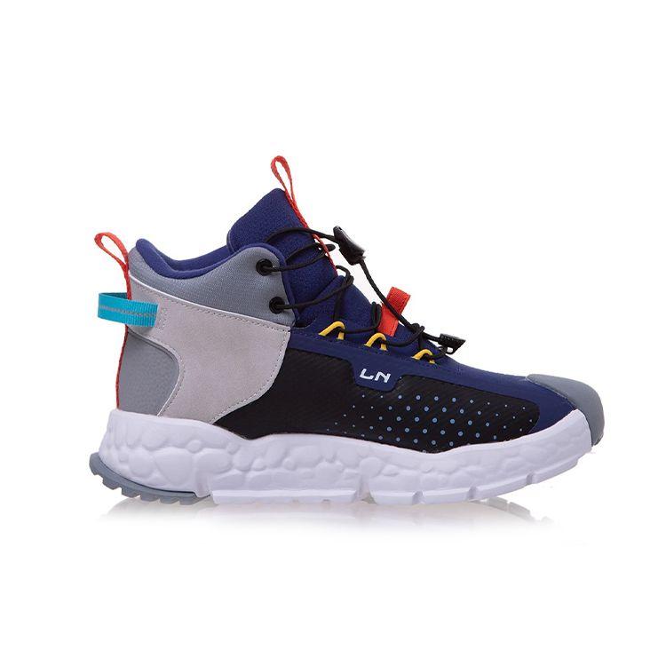 Li Ning Kids Comfortable Versatile Non-Slip Shock Absorbing Wear-Resistant Warm Casual Shoes Kids Casual Shoes Black Blue YKER002-17