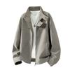 New leather jacket stand-up collar spring and autumn tooling style American retro lapel leather jacket PU leather jacket men