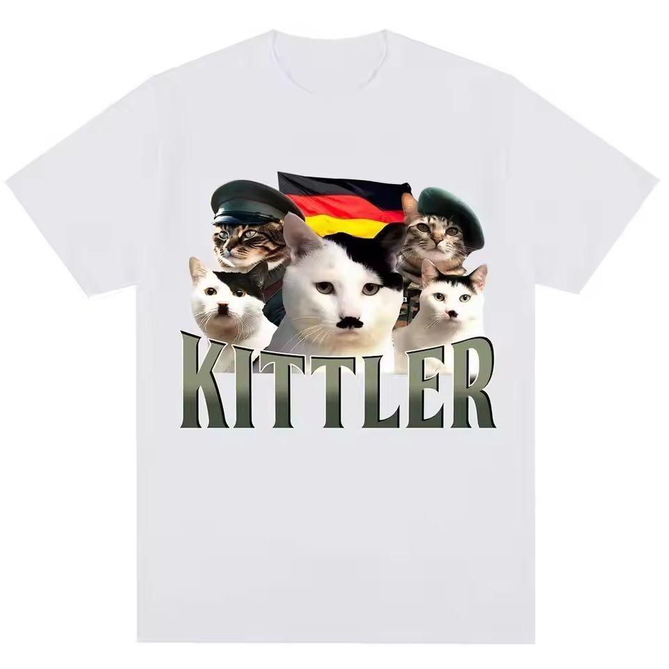Le T-shirt Mème Chat Kittler Drôle Est Un Sous-vêtement Mignon, Tendance, Respirant, Superposé et Abstrait Pour Hommes et Femmes