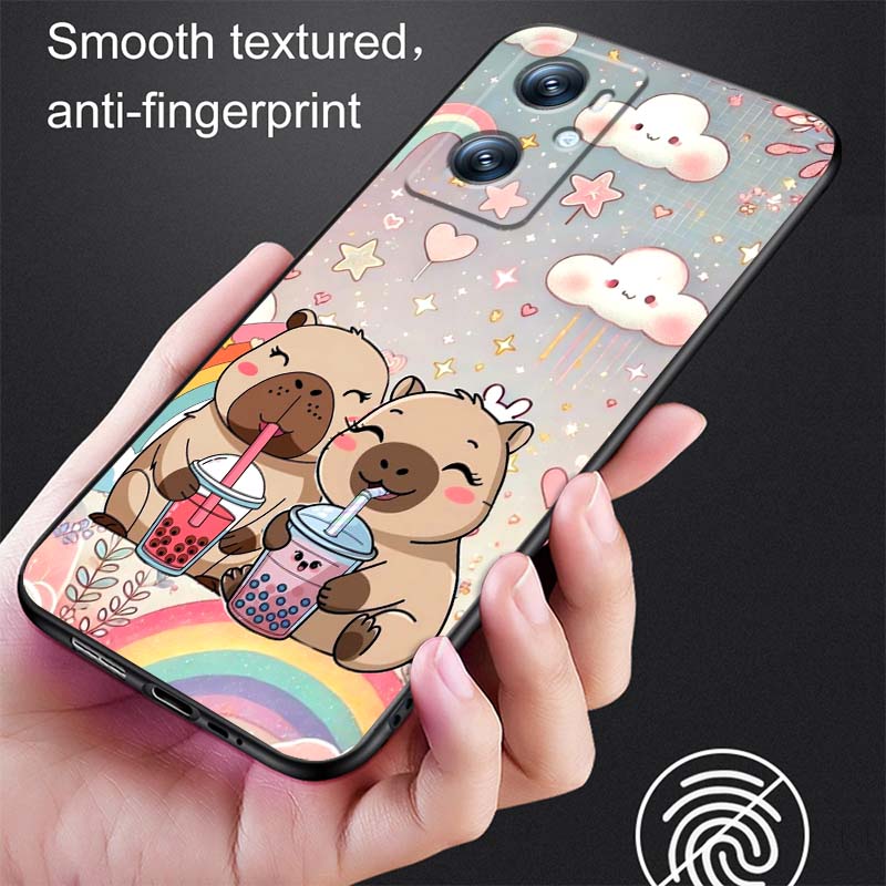 Cartoon Anime Capibala Art For OPPO Reno 5 6 7 A96 A40 A58 Realme GT A74 A78 Neo2 A74 A78 Find X5 X3 X7 X8 Black Phone Case