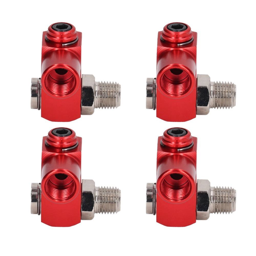 4 PCS 1/4 Inch Size Swivel Air Hose Connector Red Aluminum Air Tool Swivel Fitting 360 Degree Rotation NPT Thread