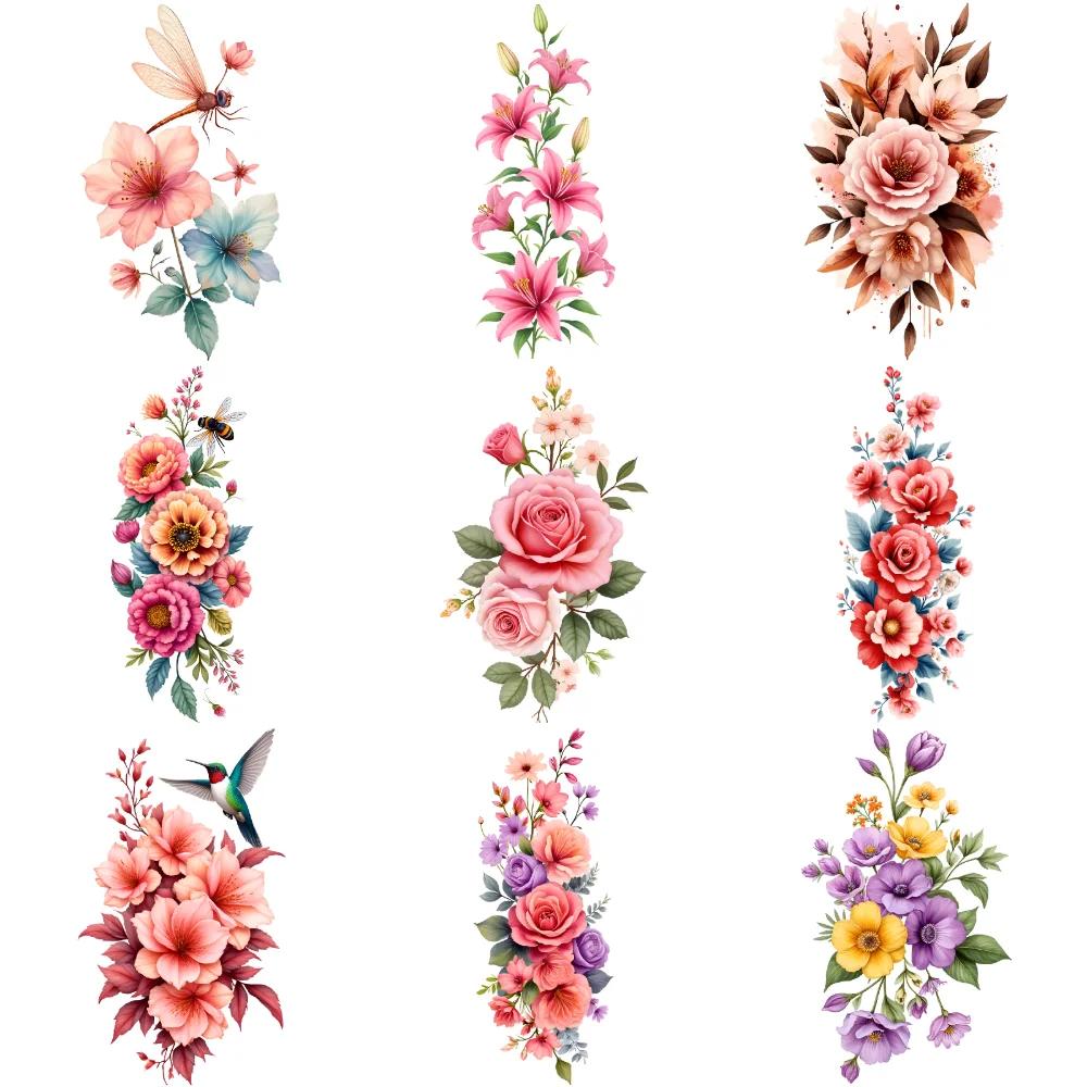 9pcs Temporary Tattoo Butterfly Tattoos Temporary Tattoo Stickers Floral Tattoos Rose Tattoos For Adult Thighs Arms