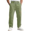 Herren Leinen Cargo Hose Elastischer Kordelzugbund Leichte Sommer Strandhose Einfarbig Lässige Gerade Hose
