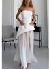 2025 Summer Women's Solid Color Bandeau Irregular Waist-Cinching Dress