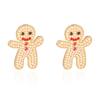 Christmas Collection Shiny Zircon Christmas Gingerbread Man Cookie Earrings for Women Sweet New Year Earrings XMAS Gift