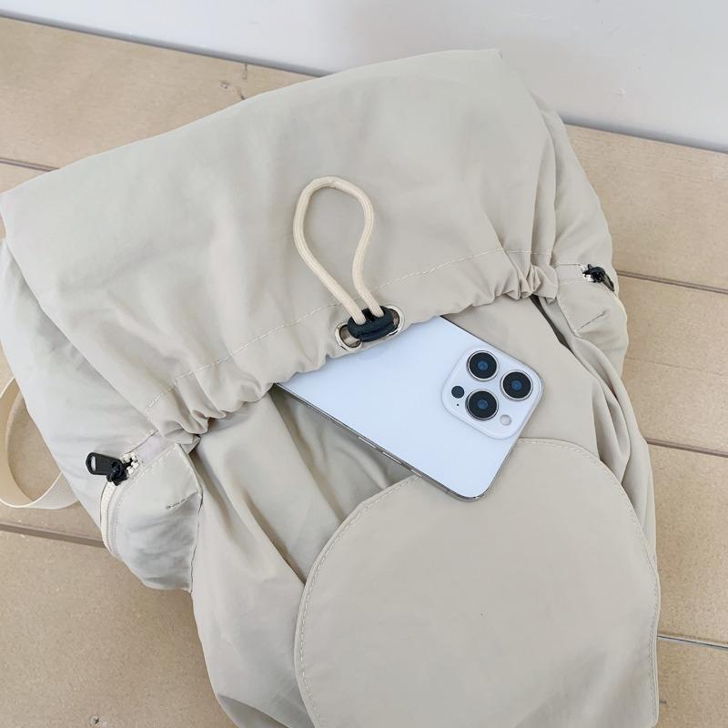 Korean Version of Fashionable Nylon Solid Color Schoolbag 2026 Spring New Versatile Lightweight Travel Bag Large-capacity Student Schoolbag