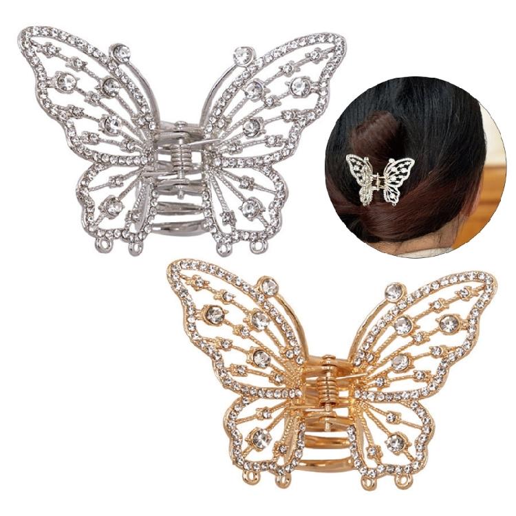 Pinza per Capelli alla Moda per Acconciature a Chignon, Treccine, Design Antiscivolo, Dettaglio Strass, Decorazione per Capelli, Accessorio per Capelli in Metallo
