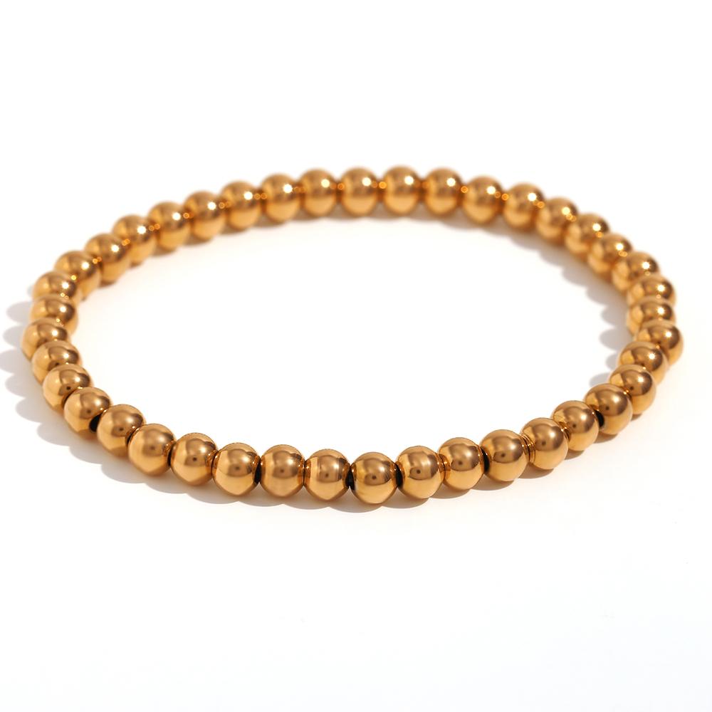 MamacitaSlay Pulsera Elástica de Cuentas de Acero Inoxidable 316L Chapada en Oro de 18 Quilates Pulsera Impermeable para la Muñeca Joyería de Alta Calidad Pulsera Regalos