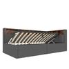 Daybed, Sofa Bed, 90 × 200 Cm, USB + Type-C Ports, Hydraulic Storage, Storage Compartments, Multicolor LED Strip Lighting, No Mattress, Linen, Gray