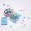 80pcs DIY Crafts Sewing Pin Holder Multi-Color Dressmaker Quilting Cat-Shaped Diamond Head Pins with Positioning Pins