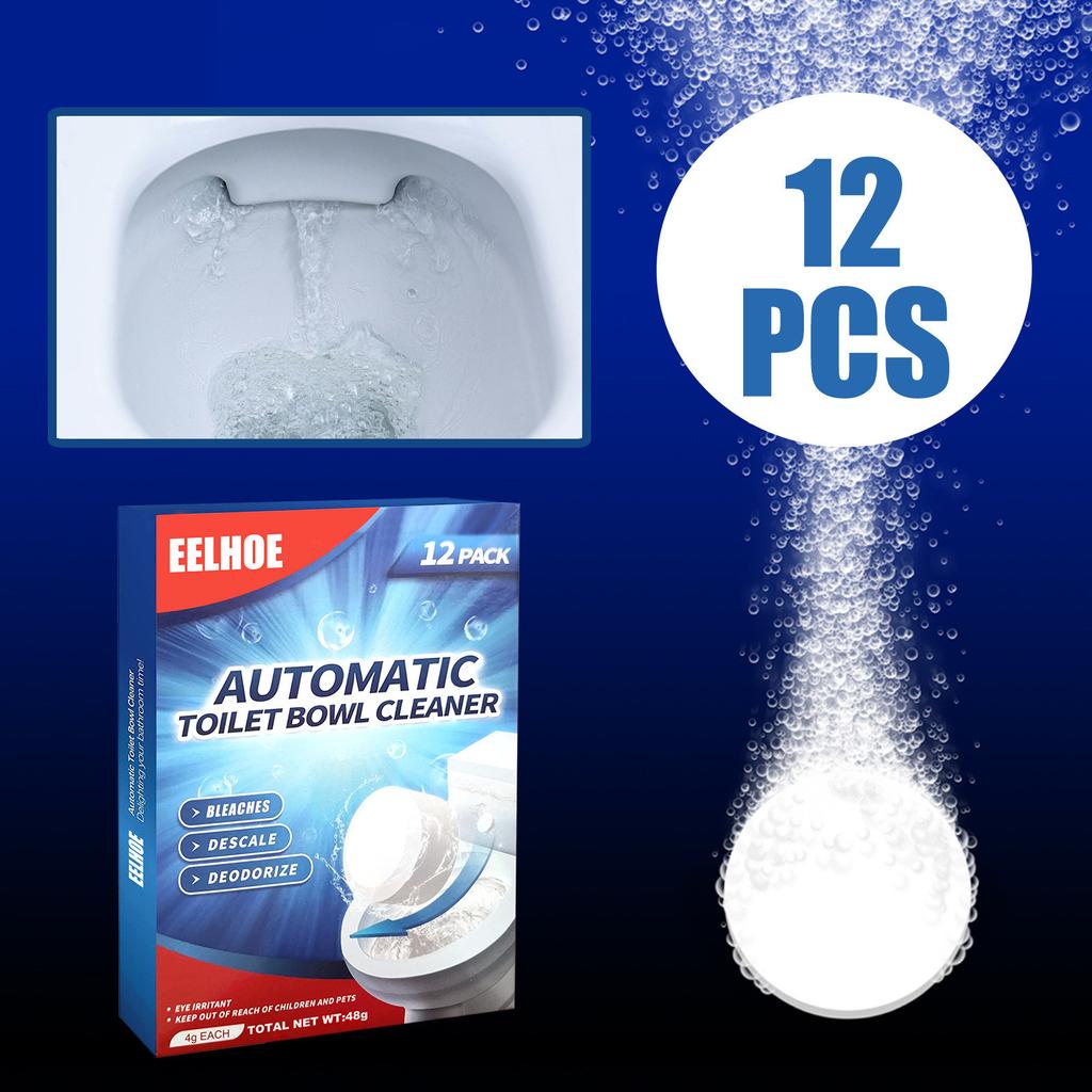 Toilet Bowl Cleaner Tablets 12 PACK, Automatic Toilet Bowl Cleaners With Bleach,Toilet Tank Cleaners With Sustained-Release