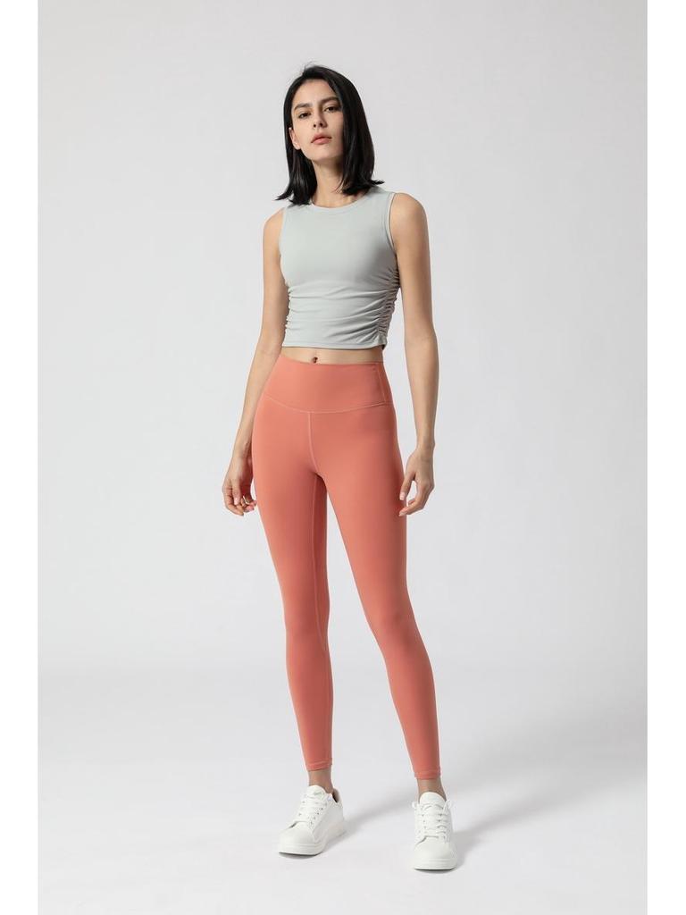 2023 Women's European & American Yoga Sports Vest with Side Waist Folds & Navel Cutout