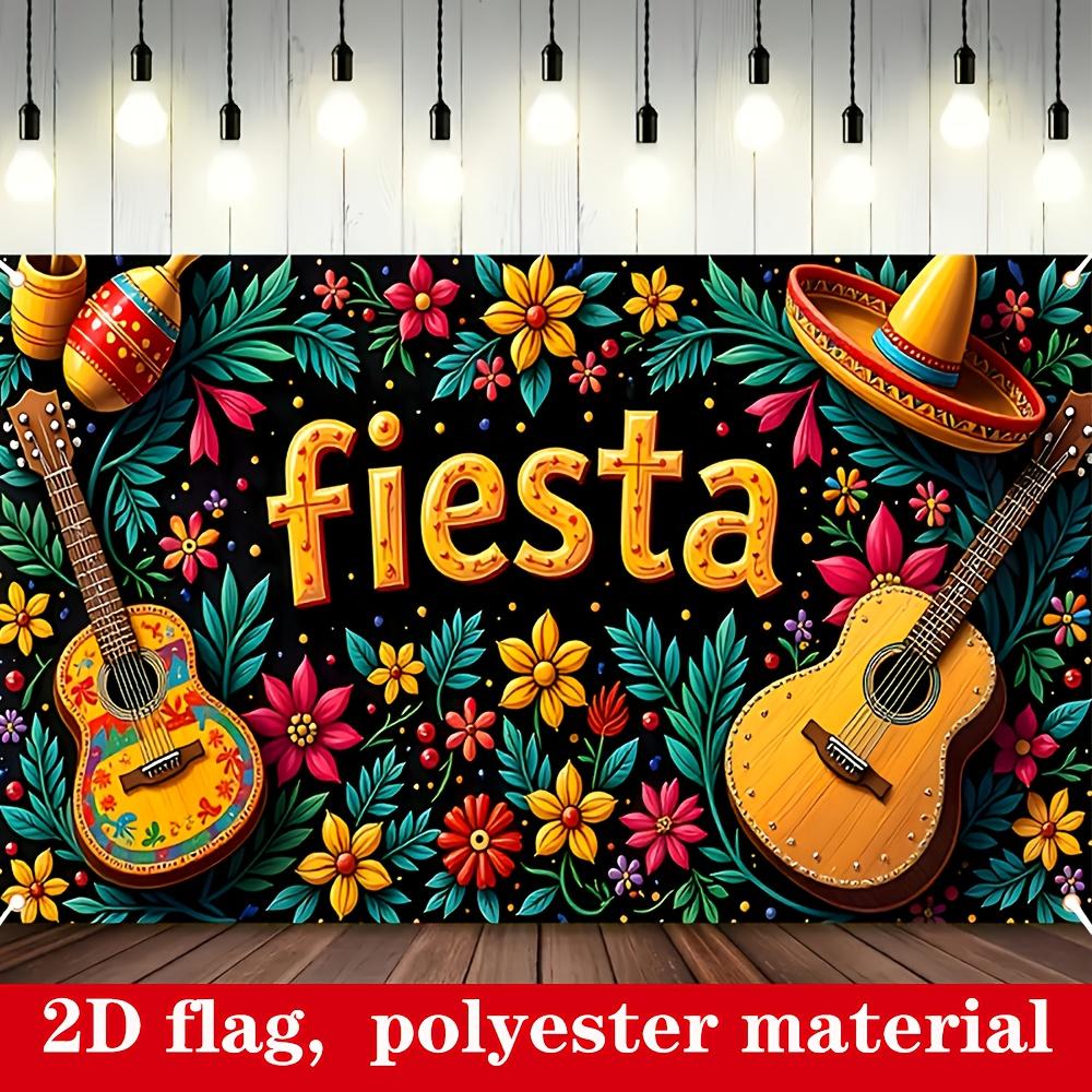 2D Flat Banner, [Colorful Decorations] Vibrant Mexican Carnival Banner - Polyester Party Decoration