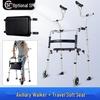 Aluminum Alloy Folding Walker with Wheels, Underarm Crutches, and Seat Cushion for Elderly Rehabilitation.