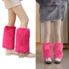 Winter Fuzzy Leg Warmers for Women Soft Stylish Plush Boot Toppers Covers In Bright Solid Color Furry Leg Sleeve Socks