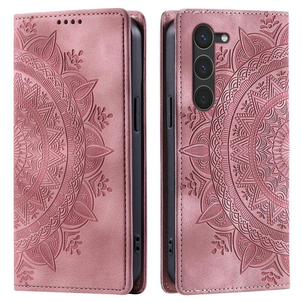 for Samsung Galaxy S23+,S23,S22+,S22,S21 FE,S21,S21+ Mandala Embossed PU Leather Flip Wallet Case Magnetic Closure Cover