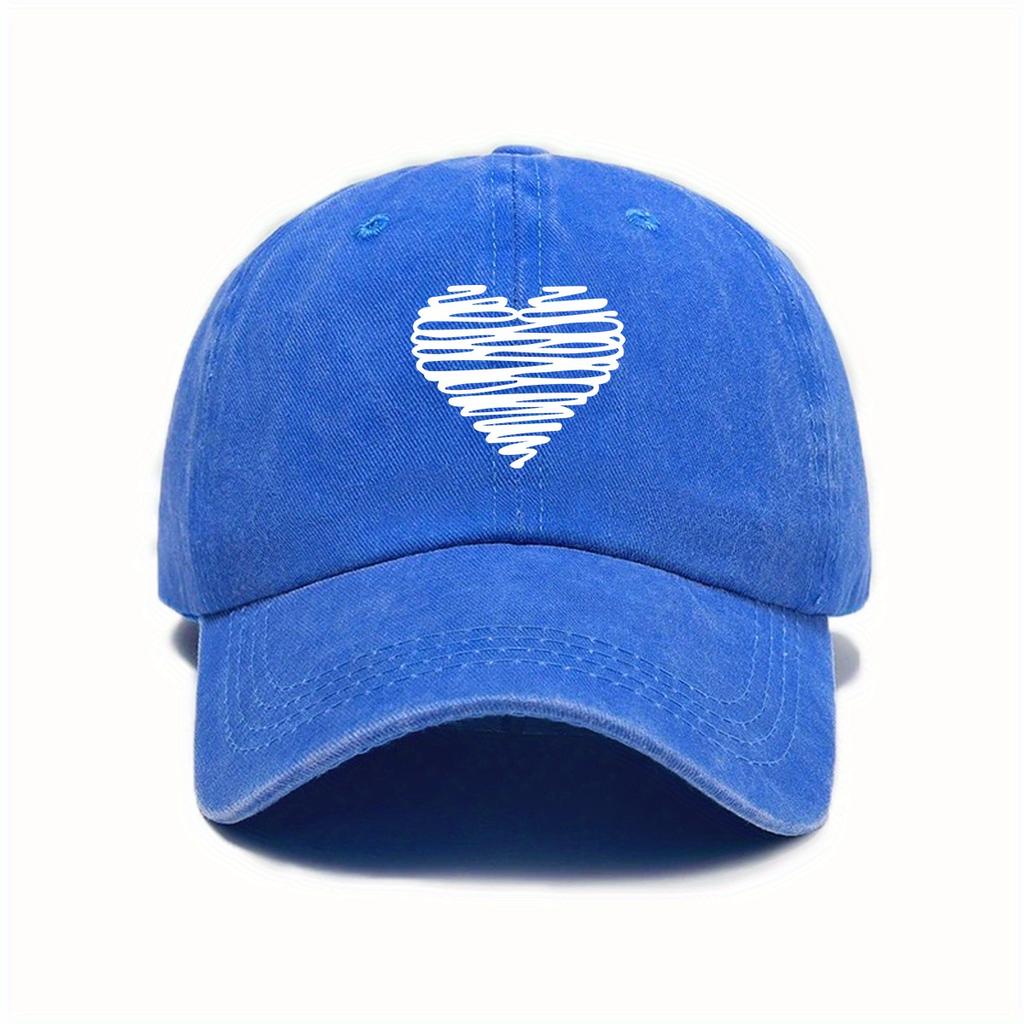 Retro Baseballkappe für Männer und Frauen, weißer Herzaufdruck, lässiger urbaner Stil, Must-Have für Frühling und Sommer