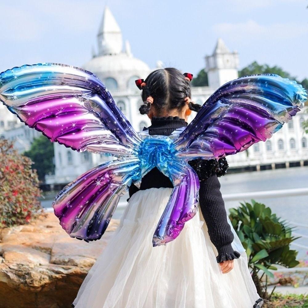 Party Balloon Inflatable Angel Wing Balloon Colorful Fairy Wing Balloon Back Hanging Balloon DIY Decor