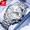 100% Original OLEVS 2871 Men's Watches New Stainless Steel Strap Moon Phase Chronograph Waterproof Luminous Quartz Wristwatches
