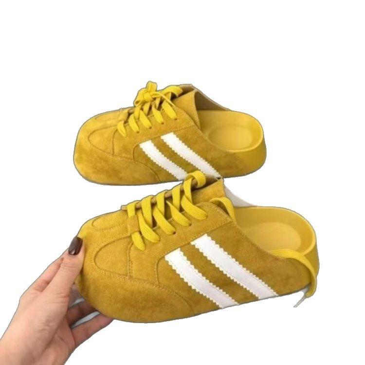 Baotou Halbschuhe Damen Oberbekleidung 2025 neu Frühling Retro Deutsche Trainingsschuhe Bequeme Damen Dicke Sohlen ohne Absatz Lazy Shoes