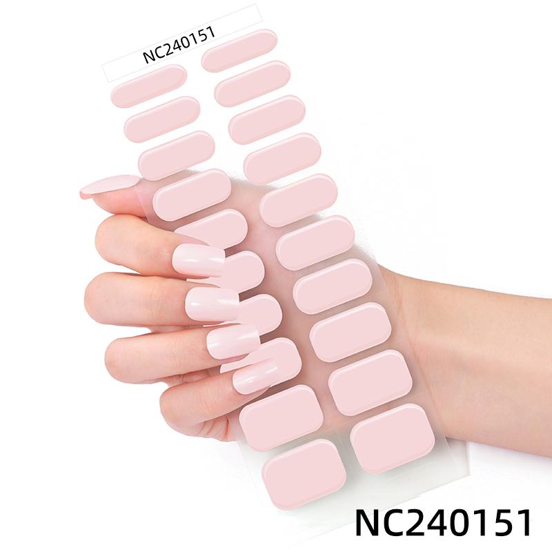 Hot Sell Custom Logo HEMA-Free Gel Polish Nail Stickers New Solid Color Styles Semi Cured Gel Nail Wraps 20 Gel Nail Strips
