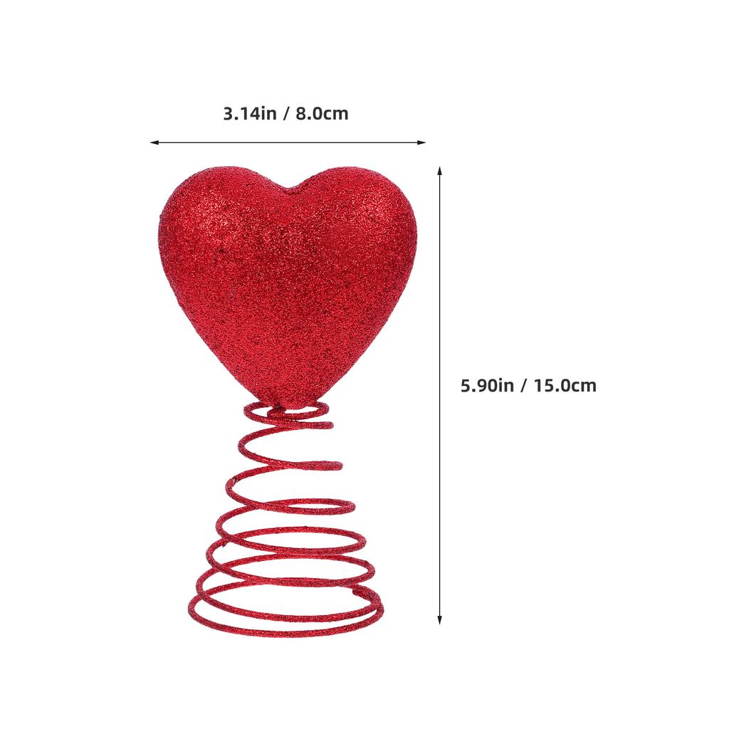 Red Heart Valentine Decoration Glitter Tree Top Ornament Romantic Wedding Party Supplies Valentine's Day Decor