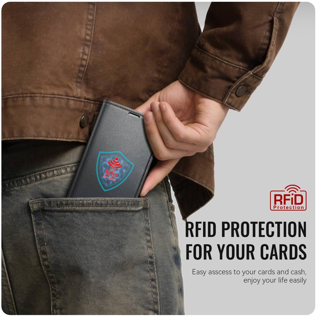 Magnetic Wallet Case for Samsung Galaxy A27, PU Leather Flip Cover, RFID Blocking Card Holder, Kickstand, Shockproof Slim Case