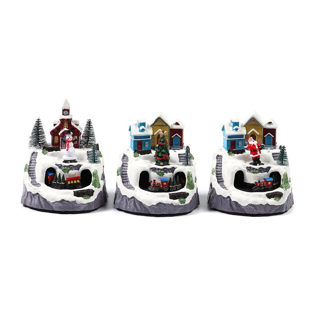 Rotating Luminous Christmas House Music Box Ornament