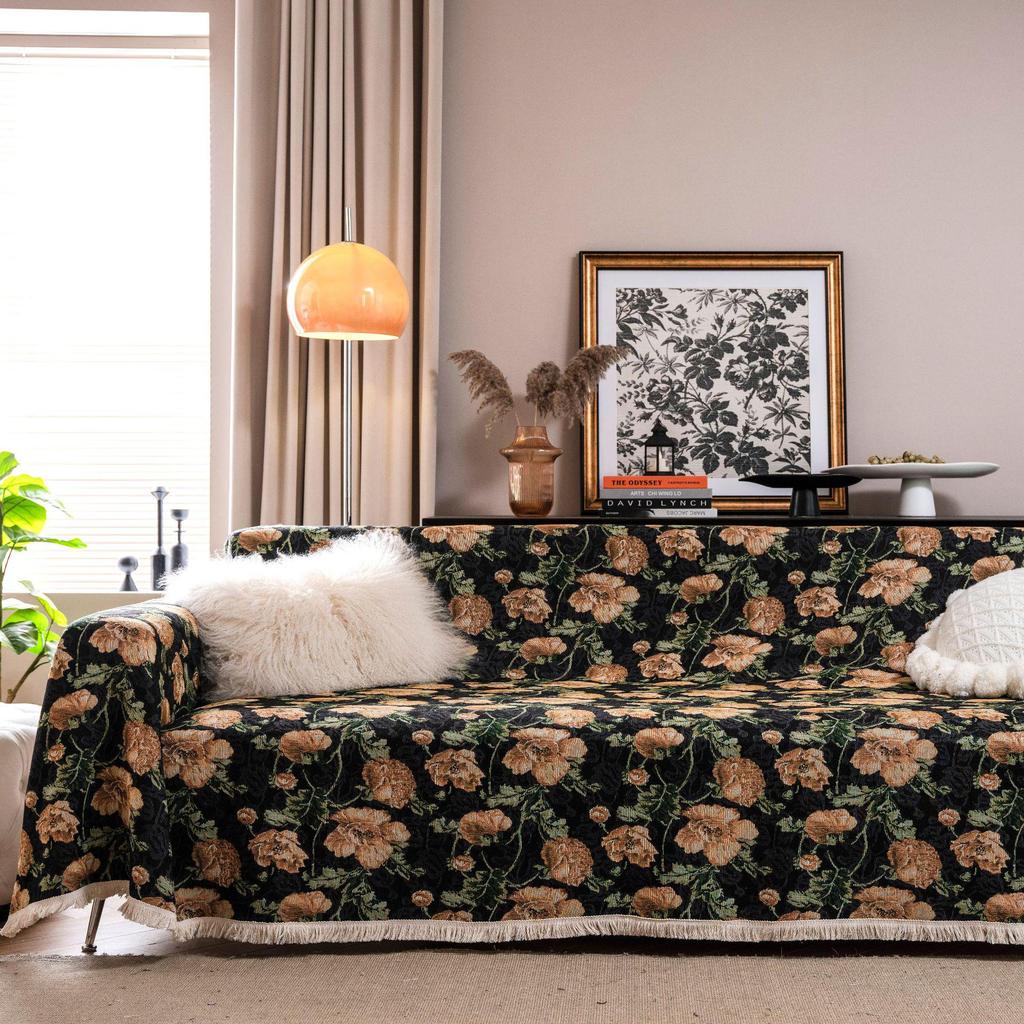 American Retro Non-Slip Stain-Resistant Jacquard Tassel Sofa Cover