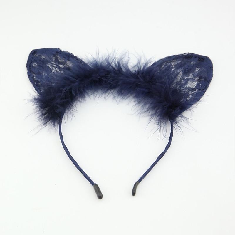 1Pc Cat Ears Feathers Lace Fox Ears Headbands Women Cute Costume Kids Hairbands Dance Party Headwear Hair Accessories