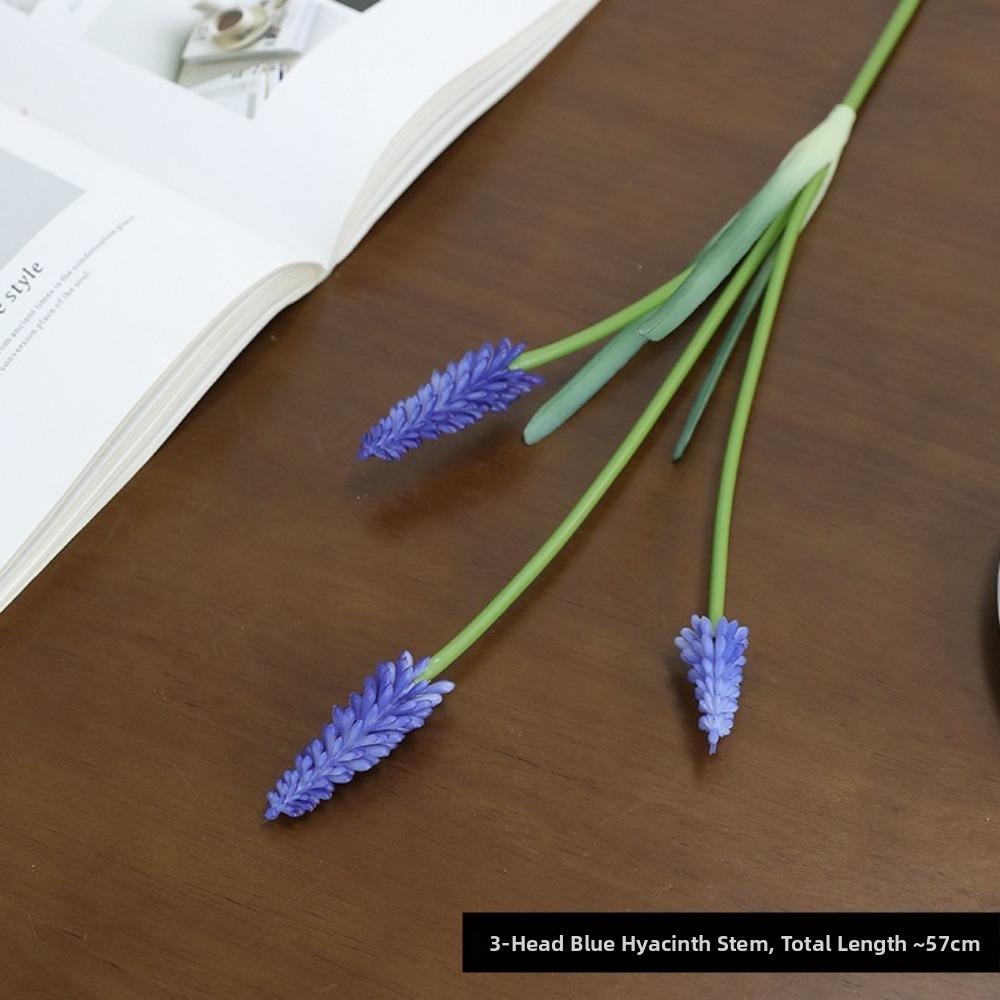 Realistic Grape Hyacinths Artificial Flowers with Leaves Lifelike Artificial Hyacinth Bouquet Fake Flower Mall Decoration