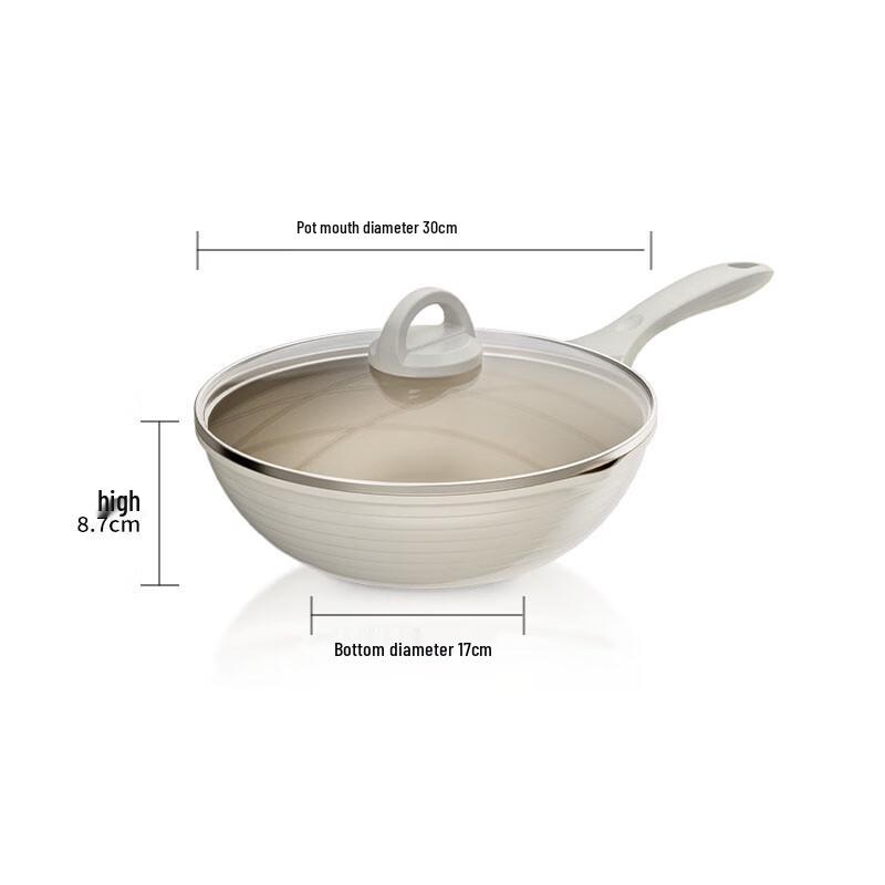 Jeetee 30cm Threaded Titanium Ceramic Non-Stick Wok