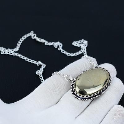 Κολιέ κοσμήματος από χρυσό πολύτιμο λίθο Apache Pyrite, Περιδέραιο με γούρι από ασήμι 925 από φυσικό πυρίτη 925 για δώρο γάμου, κολιέ για γυναικεία δώρα