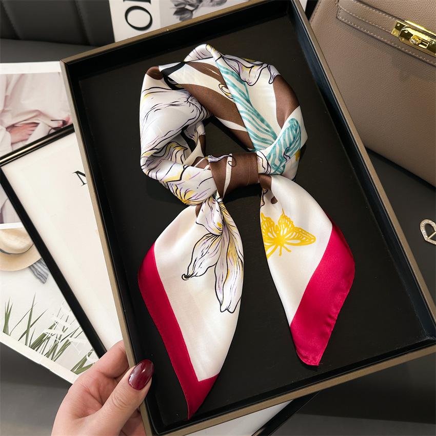 Luxury  Imitated Silk Square Scarf Women Neck Hair Tie Band Beach Hijab Kerchief Head Headbands Bandana Foulard Ribbon 70cm