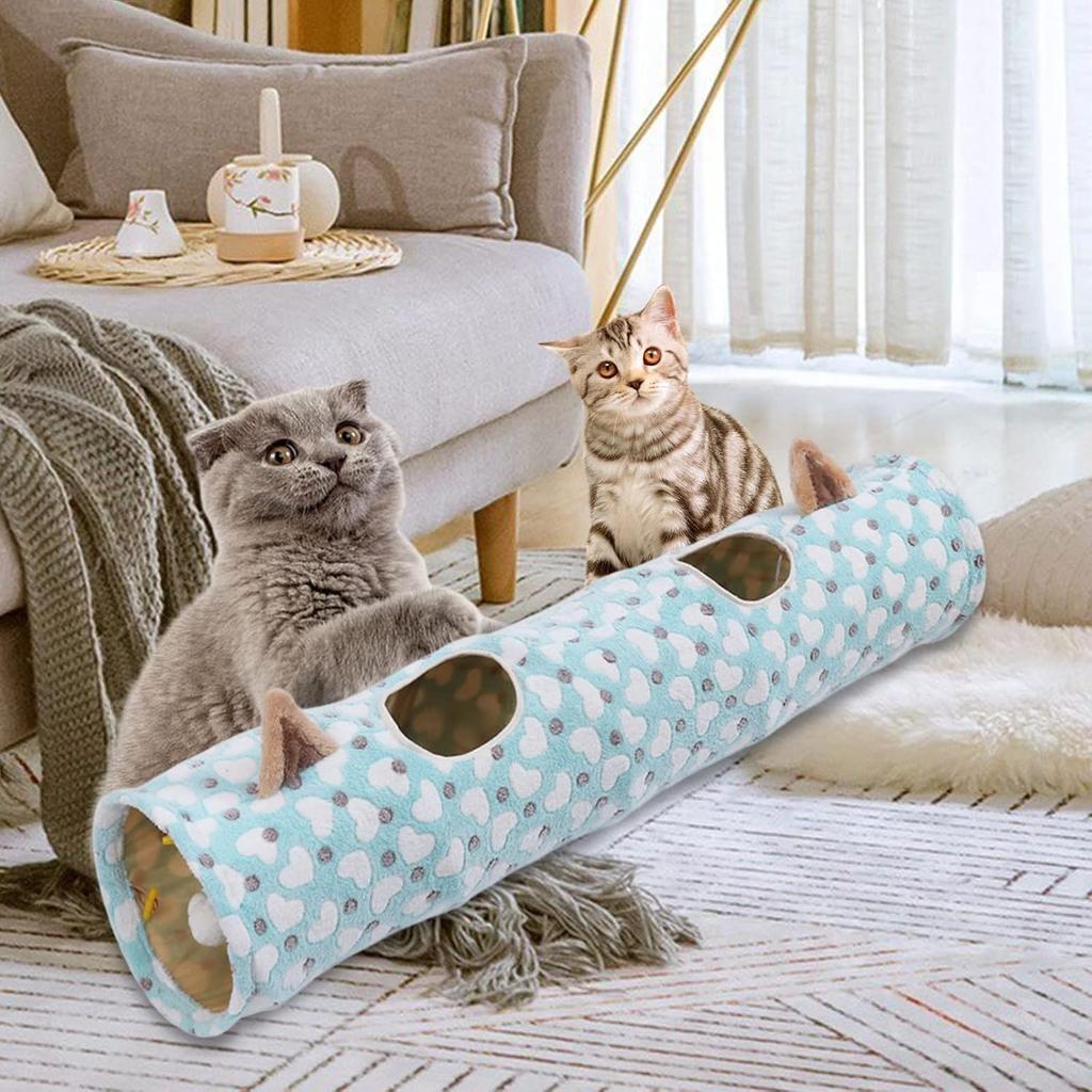 Cat Tunnels for Indoor Cat, Pet Cat Tunnel Tube Cat Toys Collapsible, Cat Play Tent Interactive Toy Cat House Bed with Balls for Cat Kitten- Heart
