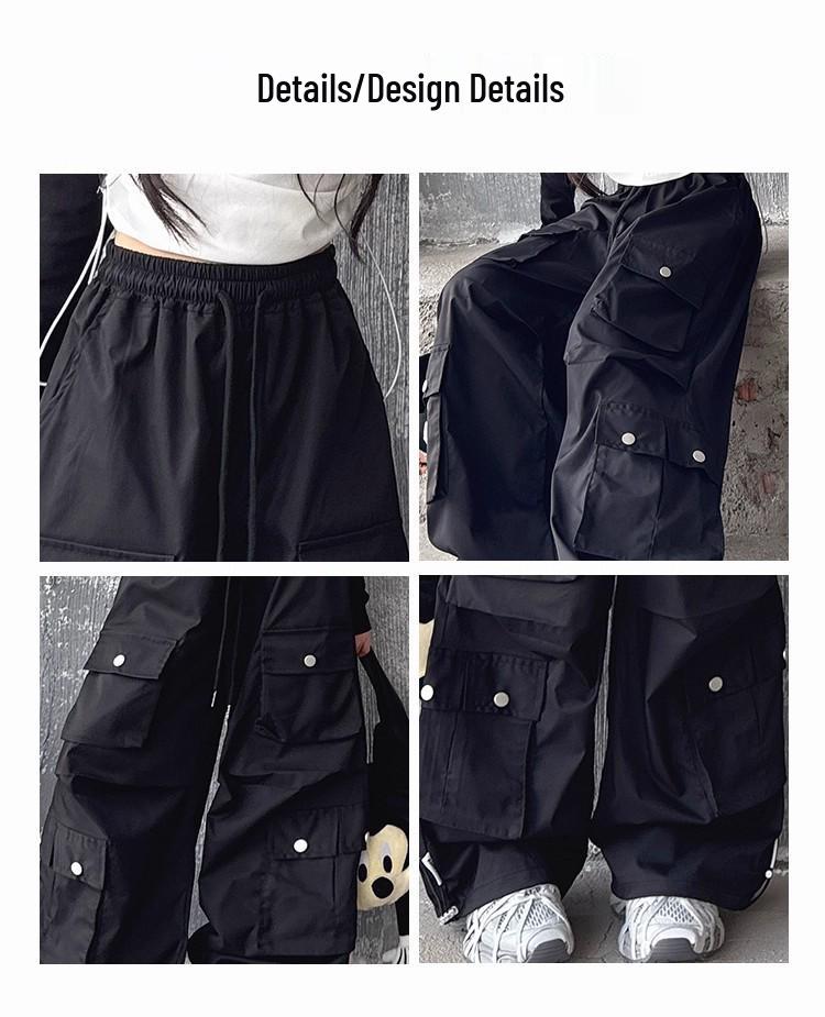 2025 Neue Mädchen Cargo-Hose mit weitem Bein: Stilvolle Herbst-Streetwear für große Kinder