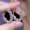 and American Style Exquisite Geometric Silver Zircon Hoop Earrings, Simple and Versatile, Light Luxury French Style New Earrings, Hoop Earrings