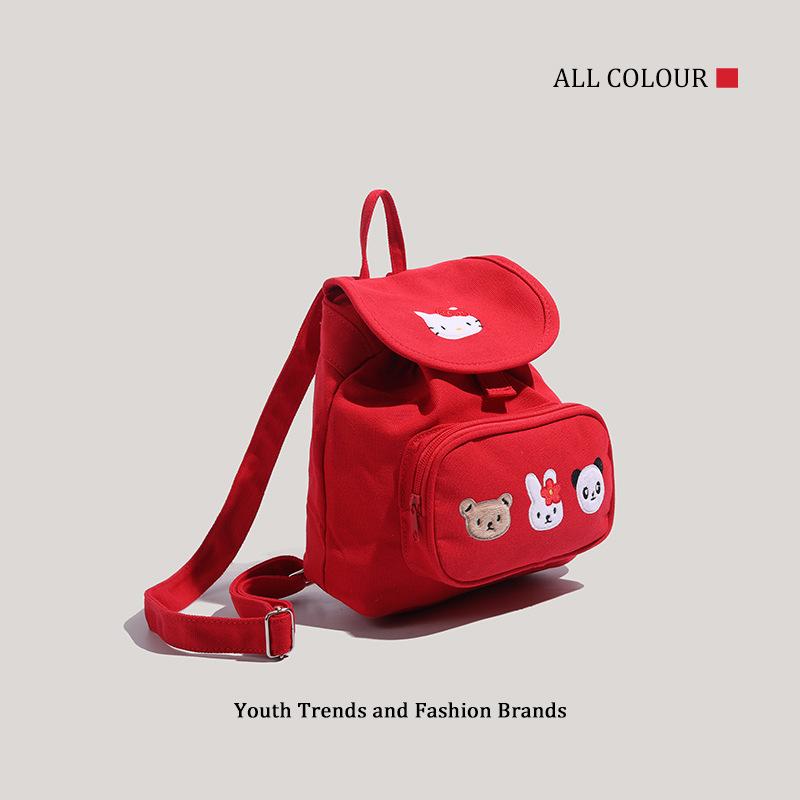 Homemade medieval big cartoon cat sweet canvas backpack cute cartoon large capacity schoolbag niche new