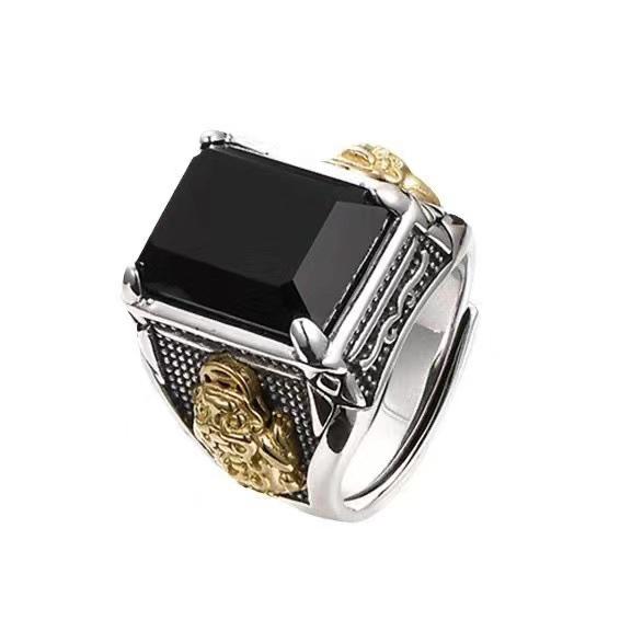 

Мужское трендовое ретро кольцо золотого цвета с Пиксю: Властное кольцо на указательный палец с широким ободком