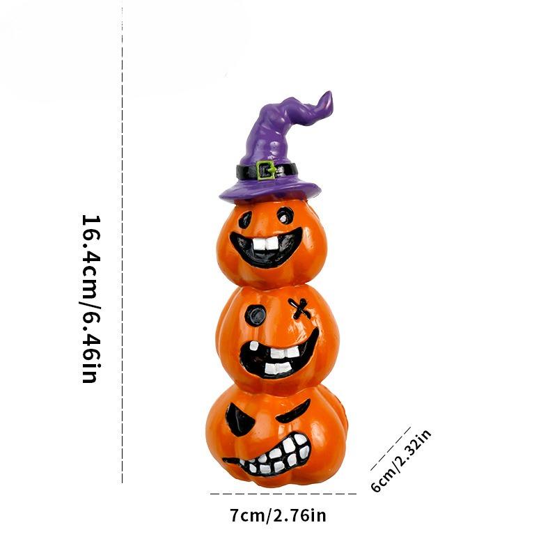 Halloween Decoration - Terrifying Smiling Face Pumpkin Resin Craft - Home Desk Ornament