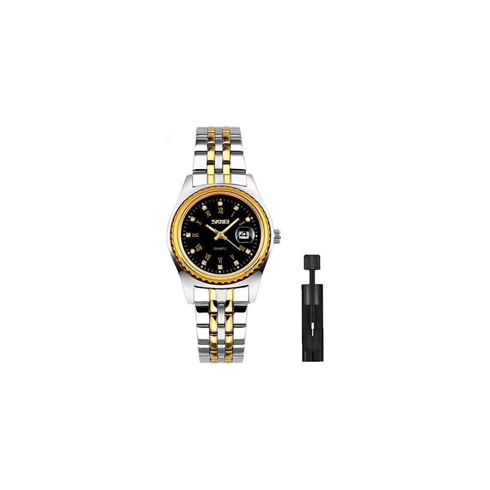 Elegant Women s Analog Watch Gold Silver Stainless Steel Waterproof Classic Casual Date Black