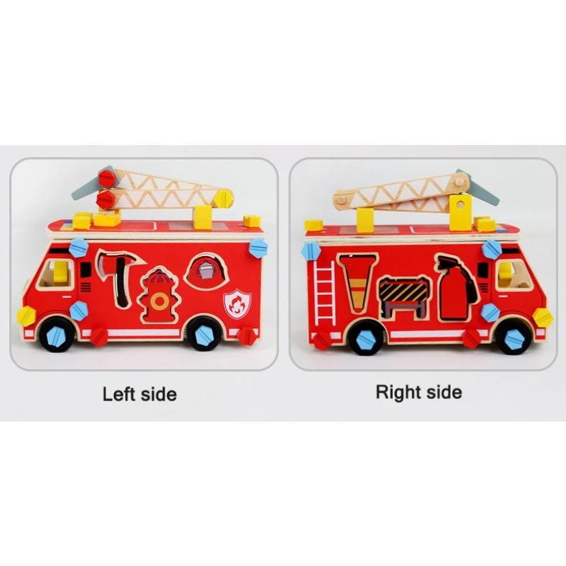 Montessori Wooden Toys Children Fire Station Police Station Simulation Toy Pretend Play Tools Construction Toy Motor Skills Kids