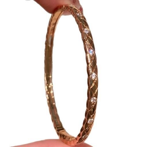 Light Luxury High-End Sense Retro Rhombus Pattern Diamond Bracelet, Medieval Small Fragrance Elegant Temperament Versatile Jewelry