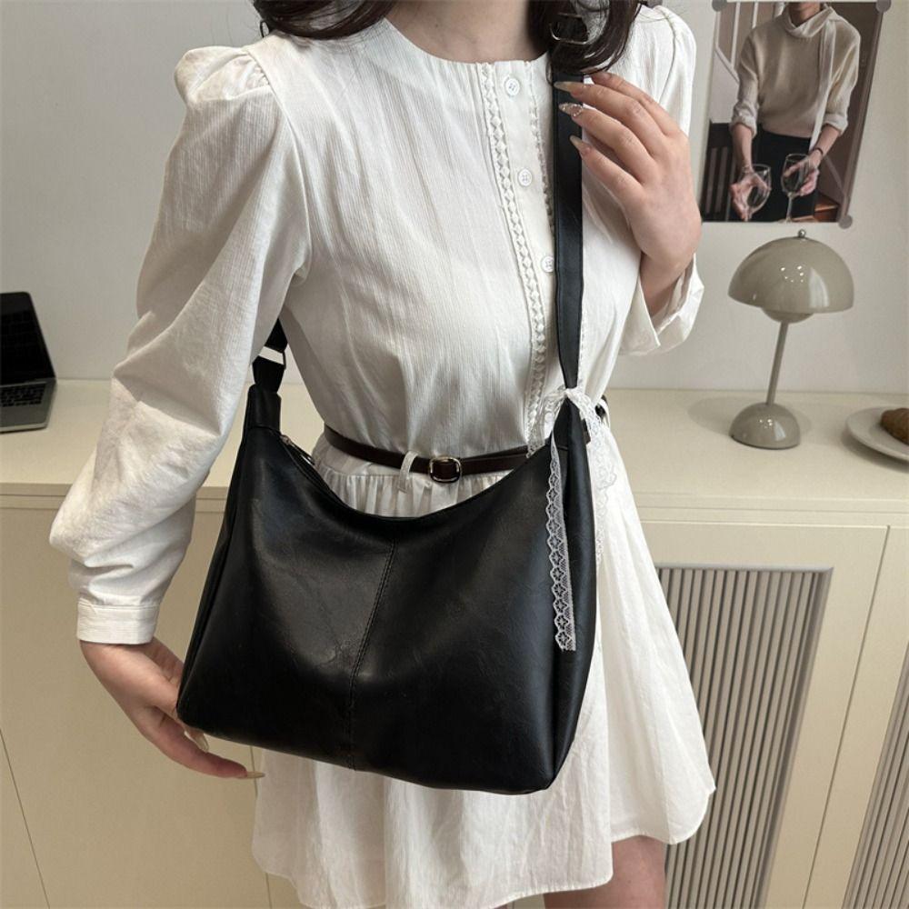 PU Leather Cross Body Bag Solid Color Tote Bag Casual Shoulder Bag  for Lady/Girls
