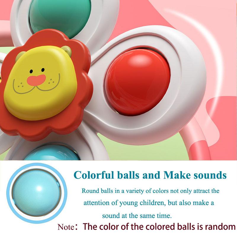 3PC Set Suction Cup Spinning Cartoon Animal Spinner Toys For Kids Window High Chair Tray Bath Table Travel for Children Gift