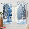 Set Of 2 Flat Printing Drapes Snowman Polyester Without Electricity Use Holiday Parties Home Decor Studio Props Curtain Made